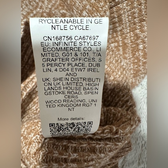 SHEIN Brown Knit Faux Wrap V Neck Chunky Sweater - Picture 7 of 7